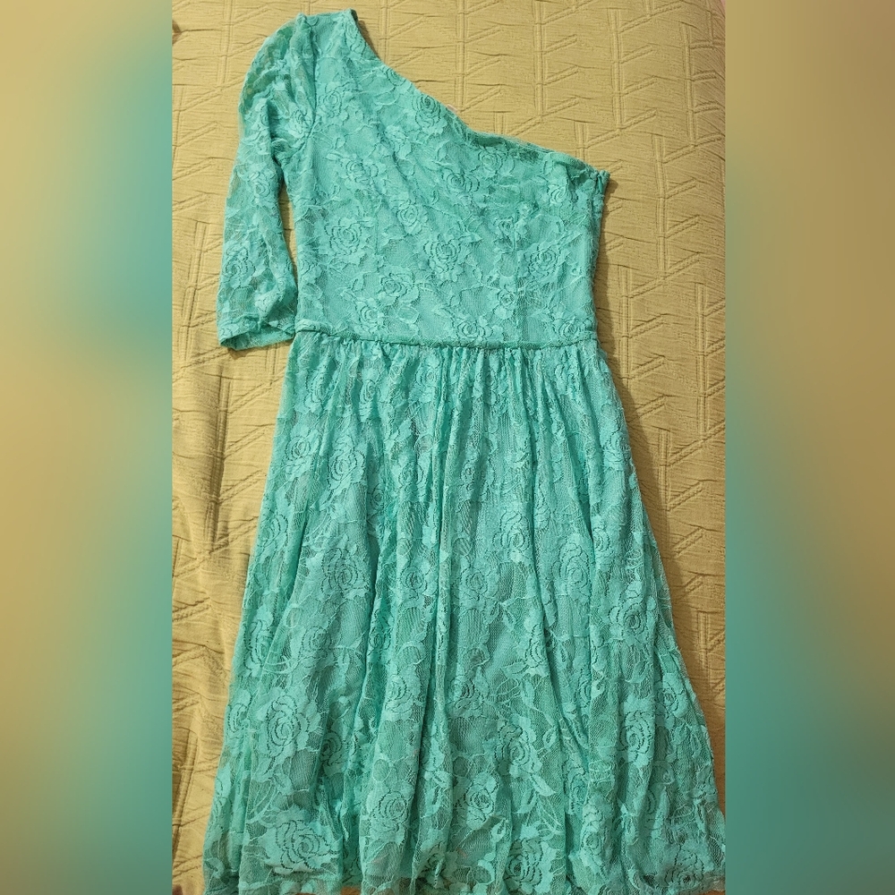 Teal blue one shoulder dress size x-small